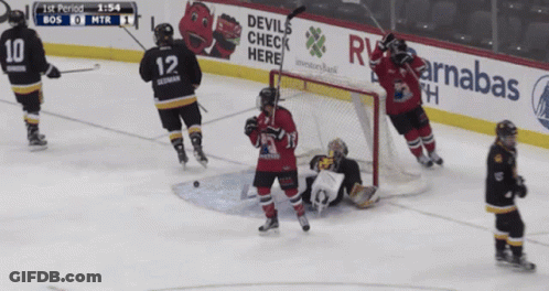 A Hockey Game Is Being Played With A Devils Check Here Banner In The Background GIF