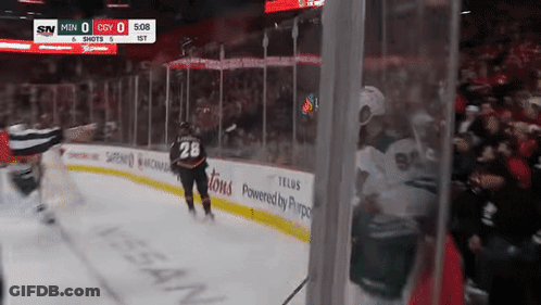A Hockey Game Is Being Played With A Score Of 0 To 1 GIF