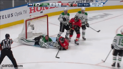 A Hockey Game Is Being Played With A Score Of 1-1 GIF