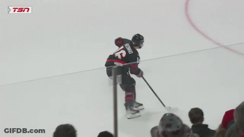 A Hockey Game Is Being Played With A Tsn Ad Behind The Goal GIF