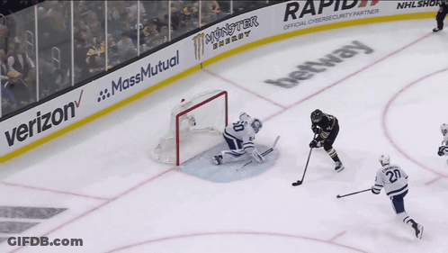 A Hockey Game Sponsored By Verizon Massmutual And Monster GIF