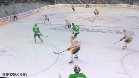 A Hockey Game With The Words Preds Score Written On The Screen GIF