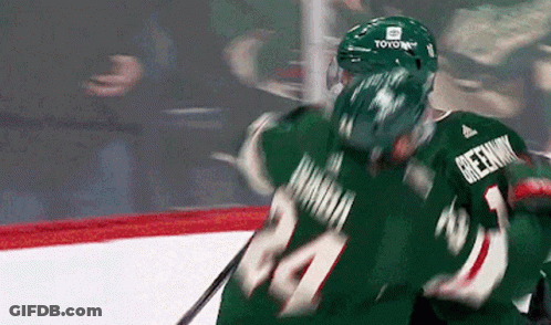 A Hockey Player In A Green Jersey With The Number 24 On It GIF