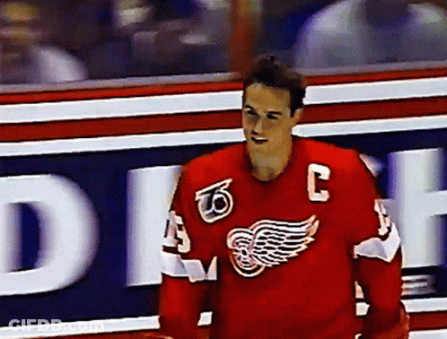A Hockey Player In A Red Jersey With The Letter C On It GIF