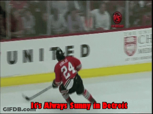 A Hockey Player In A Red Jersey With The Number 24 On It GIF