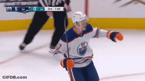 A Hockey Player In An Edmonton Oilers Jersey GIF