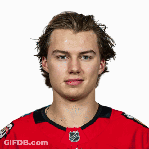 A Hockey Player Is Wearing A Red Jersey With The Nhl Logo On It GIF