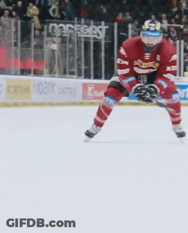 A Hockey Player On The Ice With A Sign That Says Noark In The Background GIF