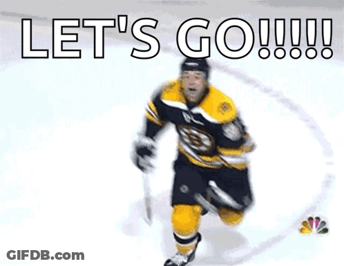 A Hockey Player Says Let 'S Go !!! While Holding A Stick GIF