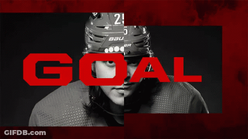 A Hockey Player Wearing A Helmet That Says Bauer Is Shown In A Black And White Photo GIF