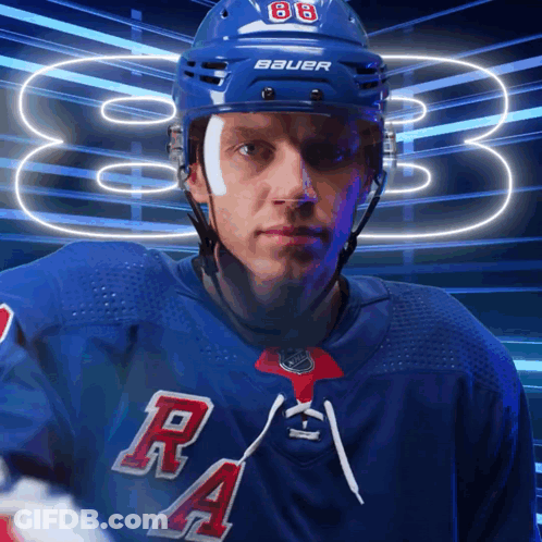 A Hockey Player Wearing A Helmet That Says Bauer GIF