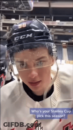 A Hockey Player Wearing A Helmet That Says Ccm GIF