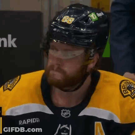 A Hockey Player Wearing A Helmet With The Number 86 On It . GIF