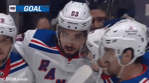 A Hockey Player Wearing A Helmet With The Number 93 GIF