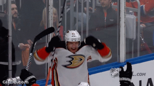 A Hockey Player Wearing A Jersey That Says Ducks On It GIF