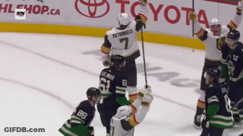 A Hockey Player Wearing A Jersey That Says Pietrangelo On It GIF