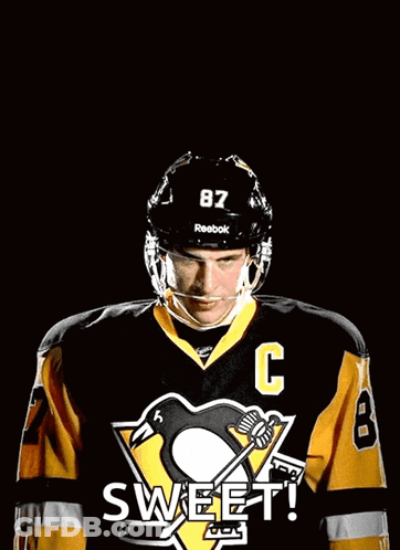 A Hockey Player Wearing A Jersey That Says Sweet On It GIF