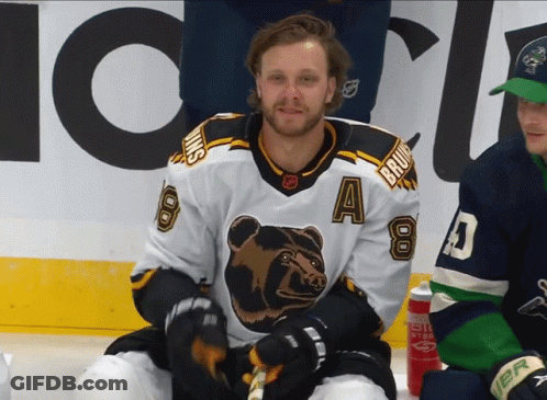 A Hockey Player Wearing A Jersey With A Bear On It GIF