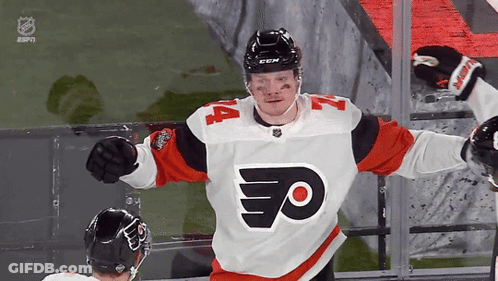 A Hockey Player Wearing A Jersey With The Letters F On It GIF