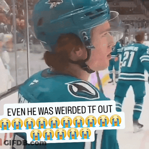 A Hockey Player Wearing A Number 21 Jersey GIF