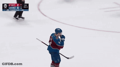 A Hockey Player Wearing A Number 8 Jersey GIF