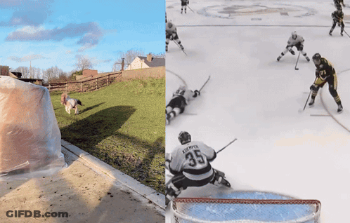 A Hockey Player Wearing The Number 35 Jersey GIF