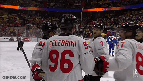 A Hockey Player Wearing The Number 96 Jersey GIF