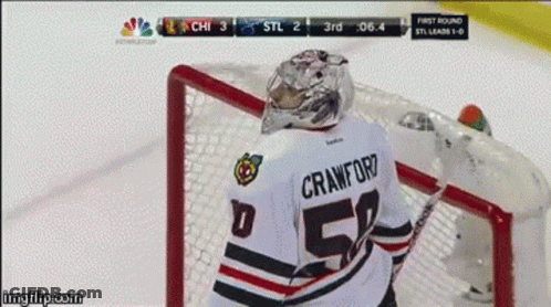 A Hockey Player With The Name Crawford On Their Jersey GIF