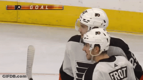 A Hockey Player With The Name Frost On The Back Of His Shirt GIF