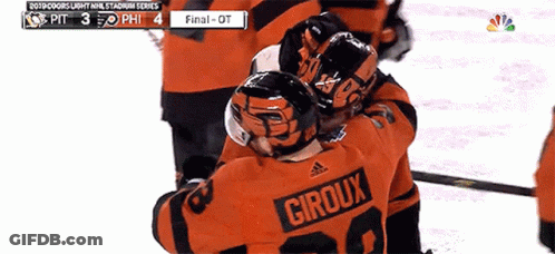 A Hockey Player With The Name Giroux On His Jersey GIF