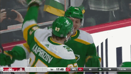 A Hockey Player With The Name Kaprazov On The Back Of His Shirt GIF