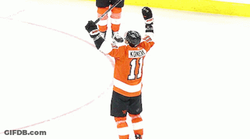 A Hockey Player With The Name Koncny On His Back GIF