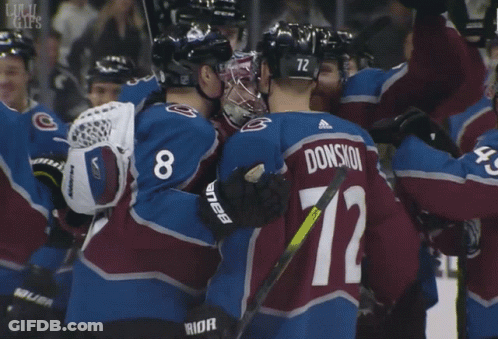 A Hockey Player With The Name Makar On His Jersey GIF