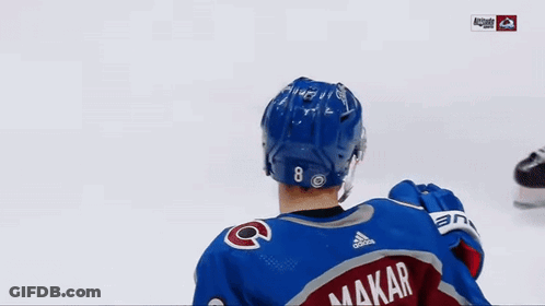 A Hockey Player With The Name Makar On The Back GIF