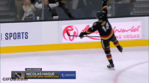 A Hockey Player With The Name Nicolas Hague On The Ice GIF