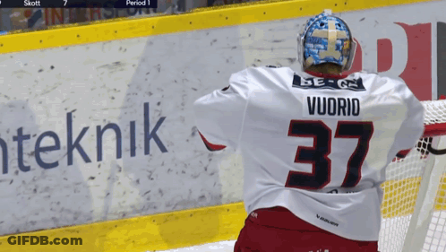 A Hockey Player With The Name Vuorio On His Jersey GIF