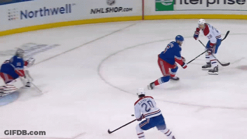 A Hockey Player With The Number 20 On His Back GIF