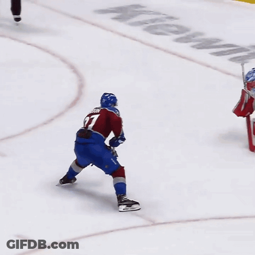 A Hockey Player With The Number 21 On His Jersey GIF