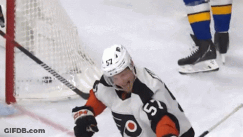 A Hockey Player With The Number 57 On His Shirt GIF