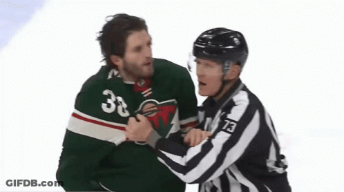 A Hockey Player With The Number 73 On His Jersey Is Fighting Another Hockey Player GIF