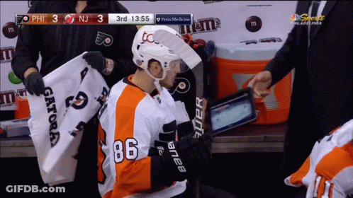 A Hockey Player With The Number 86 On His Shirt GIF