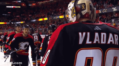 A Hockey Player With Vladar On The Back Of His Shirt GIF