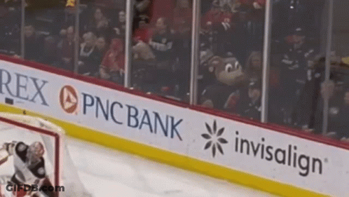 A Hockey Rink Sponsored By Pnc Bank Invisalign And Rex GIF