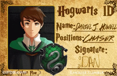 A Hogwarts Id Card With A Picture Of Daniel J. Howell GIF