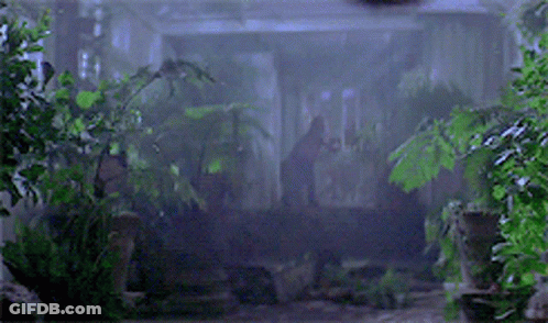 A Hook Is Hanging From A Ceiling In The Dark GIF