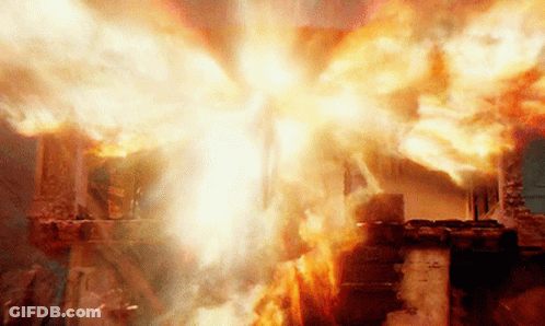A House Is On Fire With A Lot Of Flames GIF