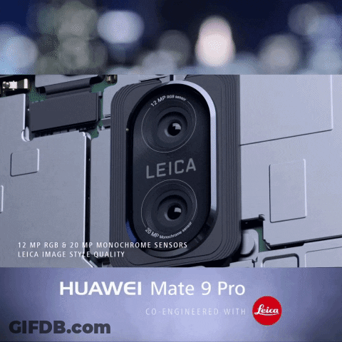 A Huawei Mate 9 Pro Co-Engineered With Leica Is Shown GIF