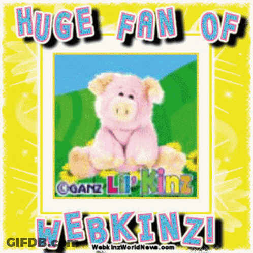 A Huge Fan Of Webkinz Is Shown With A Picture Of A Pig GIF