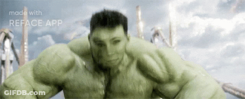 A Hulk Made With Reface App Is Shown In A Blurry Photo GIF