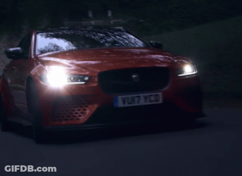 A Jaguar Car With A License Plate That Says Vuji7 Ycd GIF